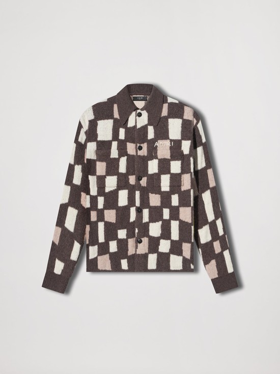 Amiri Checkered Skjorta Herr Bruna | 42978-TRQD