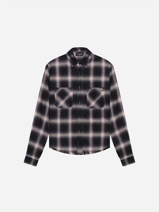 Amiri Core Shadow Plaid Skjorta Herr Svarta | 70196-KHTY