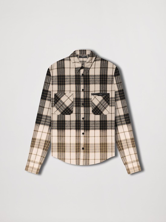 Amiri Dip Dye Plaid Skjorta Herr Bruna | 69182-MBGS