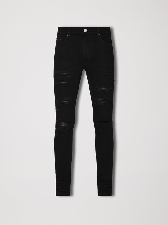 Amiri Läder Thrasher Jeans Herr Svarta | 75432-INWK