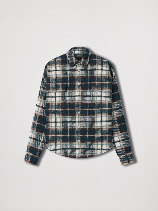 Amiri Plaid Skjorta Herr Turkos Vita | 52306-CXUF