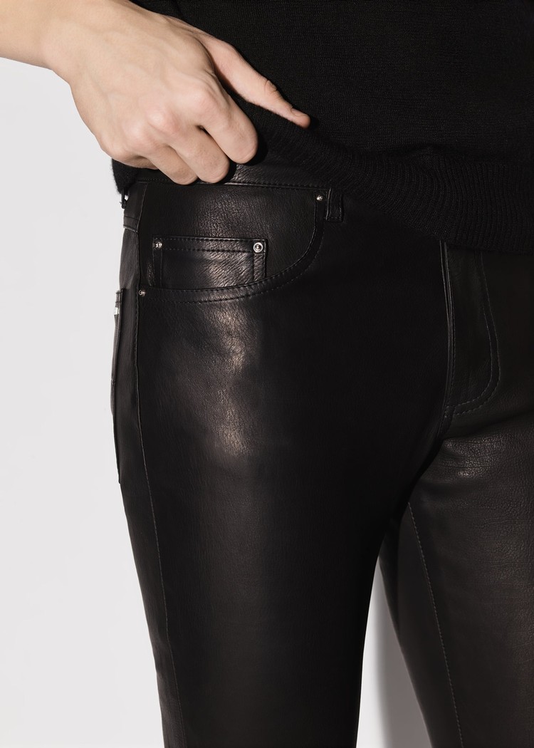 Amiri 5 Pocket Läderbyxor Herr Svarta | 58920-QZLD