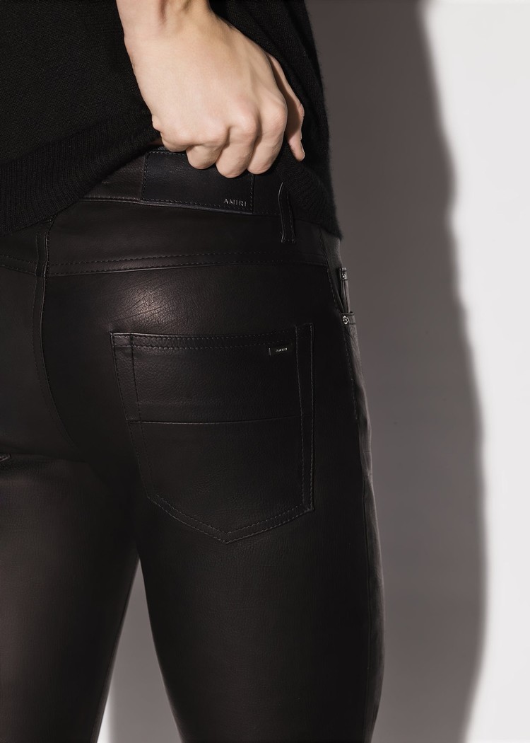 Amiri 5 Pocket Läderbyxor Herr Svarta | 58920-QZLD