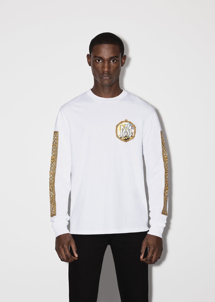 Amiri Alchemy Frame Long Sleeve T-shirt Herr Vita | 05619-MWPX