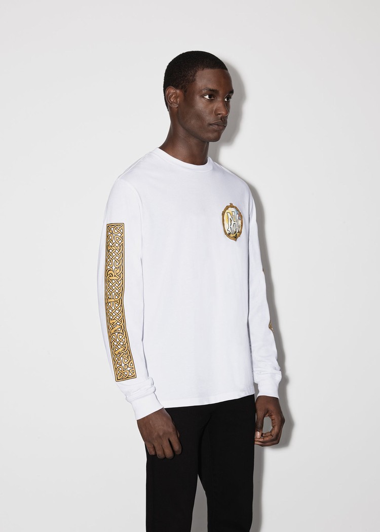 Amiri Alchemy Frame Long Sleeve T-shirt Herr Vita | 05619-MWPX