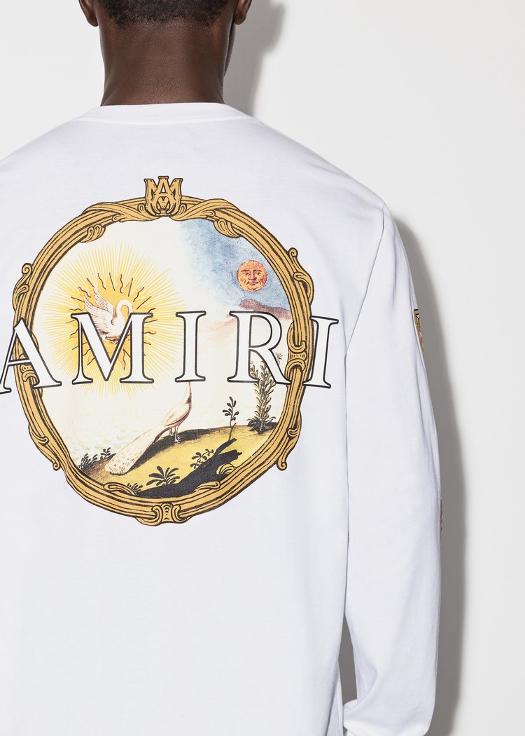 Amiri Alchemy Frame Long Sleeve T-shirt Herr Vita | 05619-MWPX