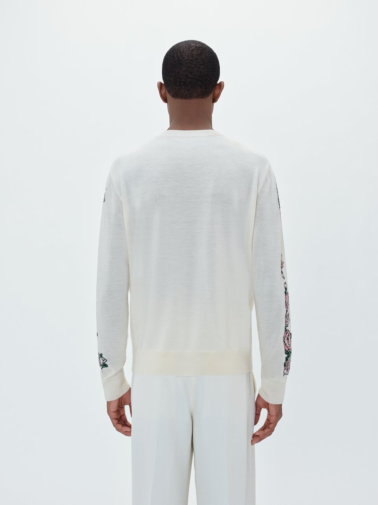 Amiri Aloha Landscape Jacquard Crew Stickat Herr Blå | 50748-PLWT