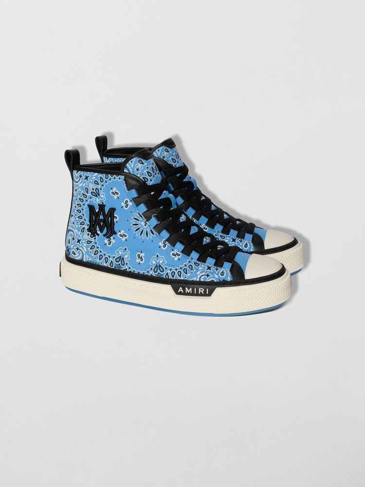 Amiri Bandana Court Hi Sneakers Herr Blå | 45869-LRZW