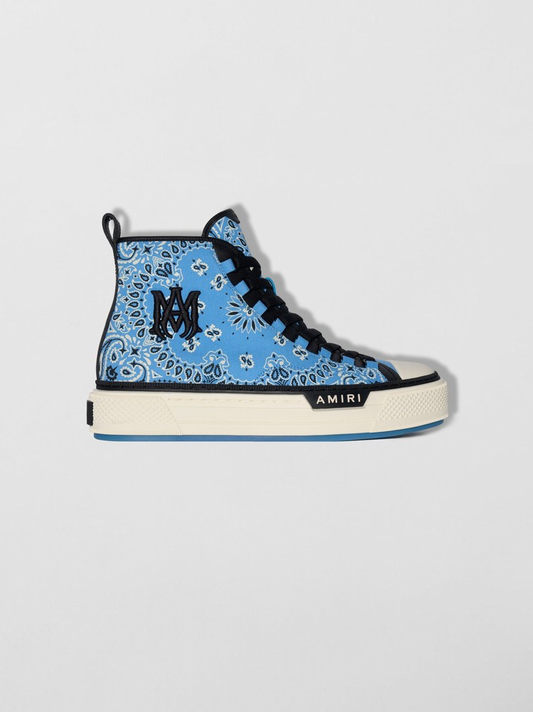 Amiri Bandana Court Hi Sneakers Herr Blå | 45869-LRZW