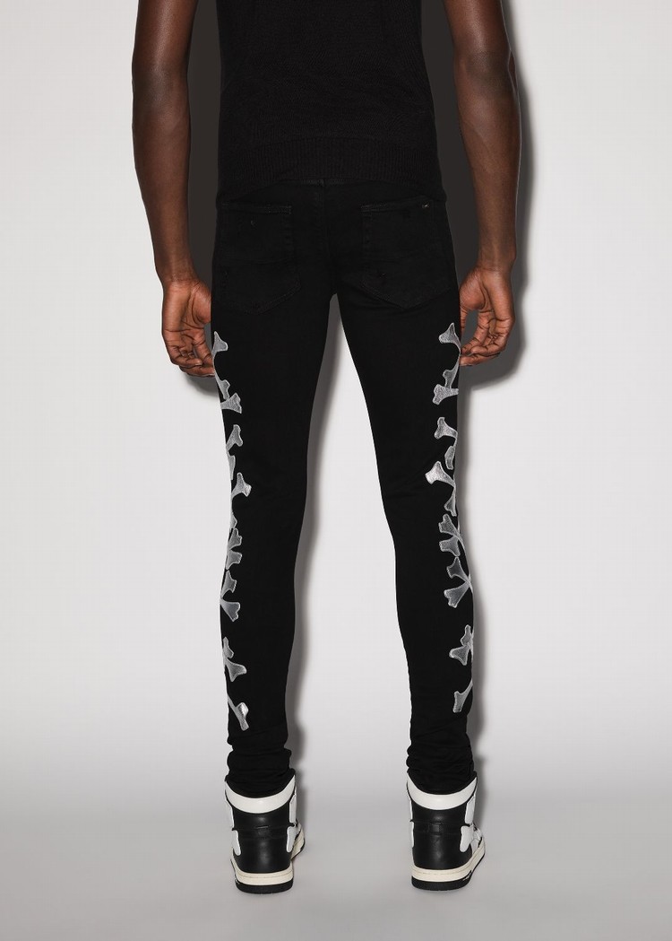 Amiri Bones Jeans Herr Svarta Silver | 50798-CETZ