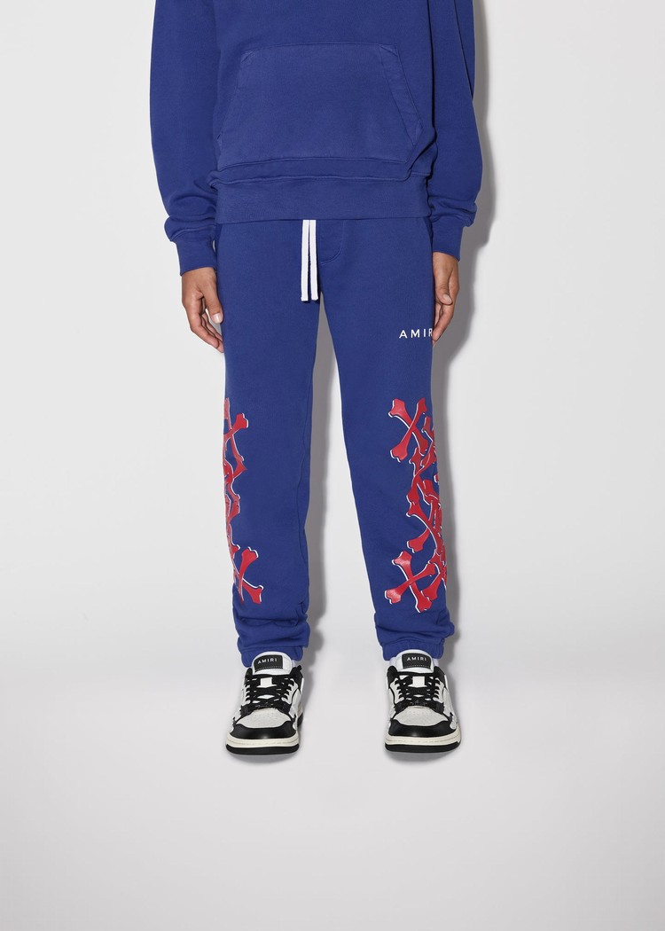 Amiri Bones Tryck Sweatpants Barn Blå | 27948-MLPX