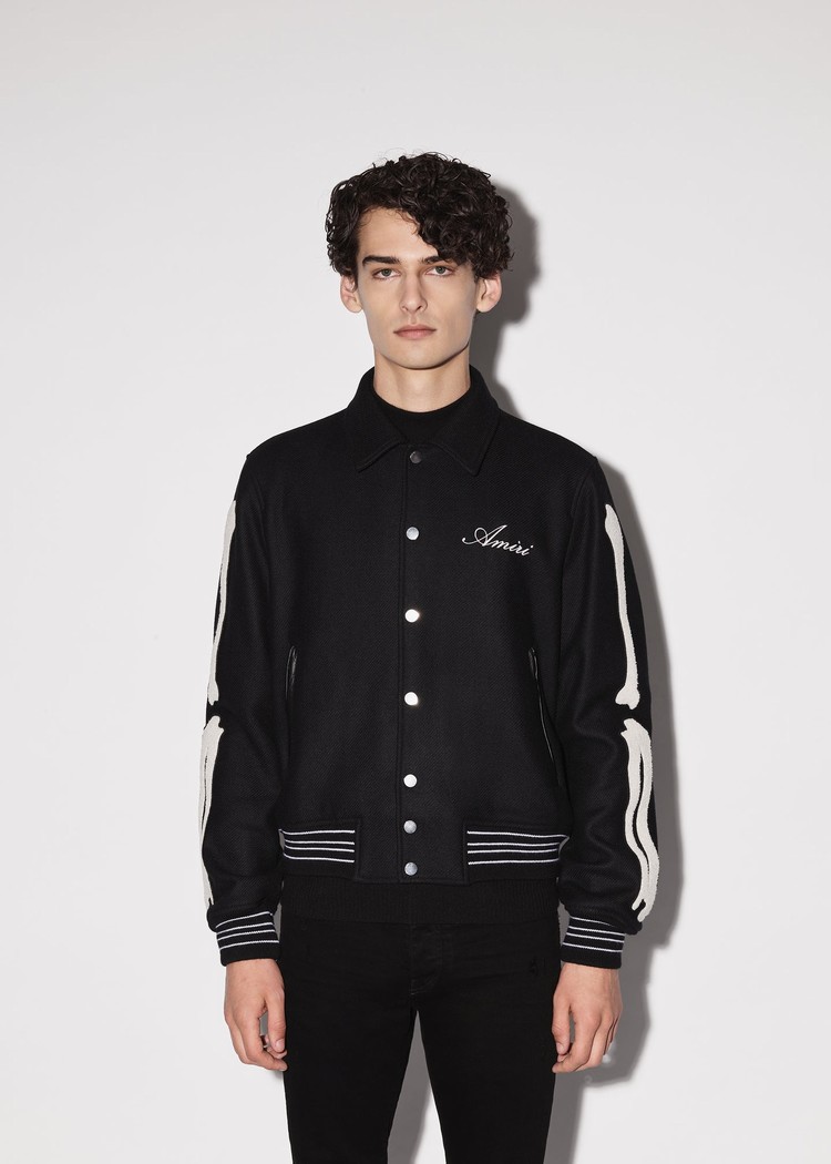 Amiri Bones Varsity Jacka Herr Svarta | 06821-LSFM