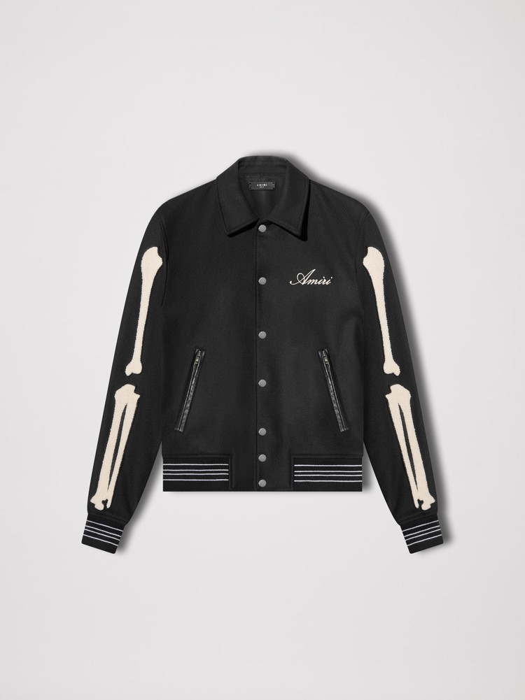 Amiri Bones Varsity Jacka Herr Svarta | 06821-LSFM