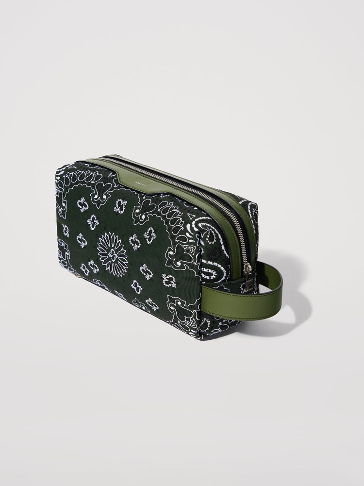 Amiri Canvas Bandana Dopp Kit Case Påse Olivgröna Gröna | 41309-JWNL