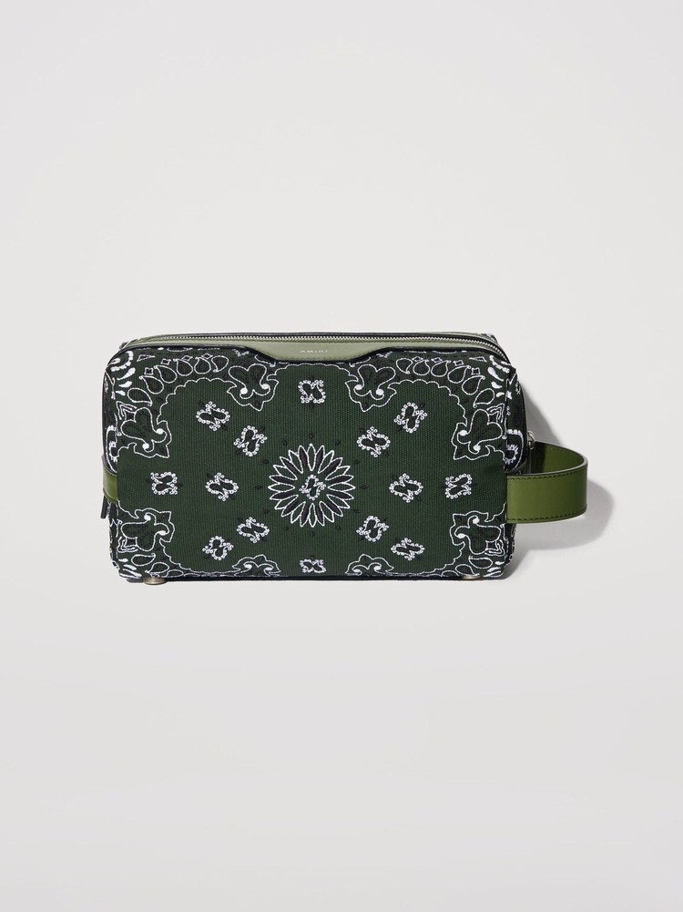 Amiri Canvas Bandana Dopp Kit Case Påse Olivgröna Gröna | 41309-JWNL