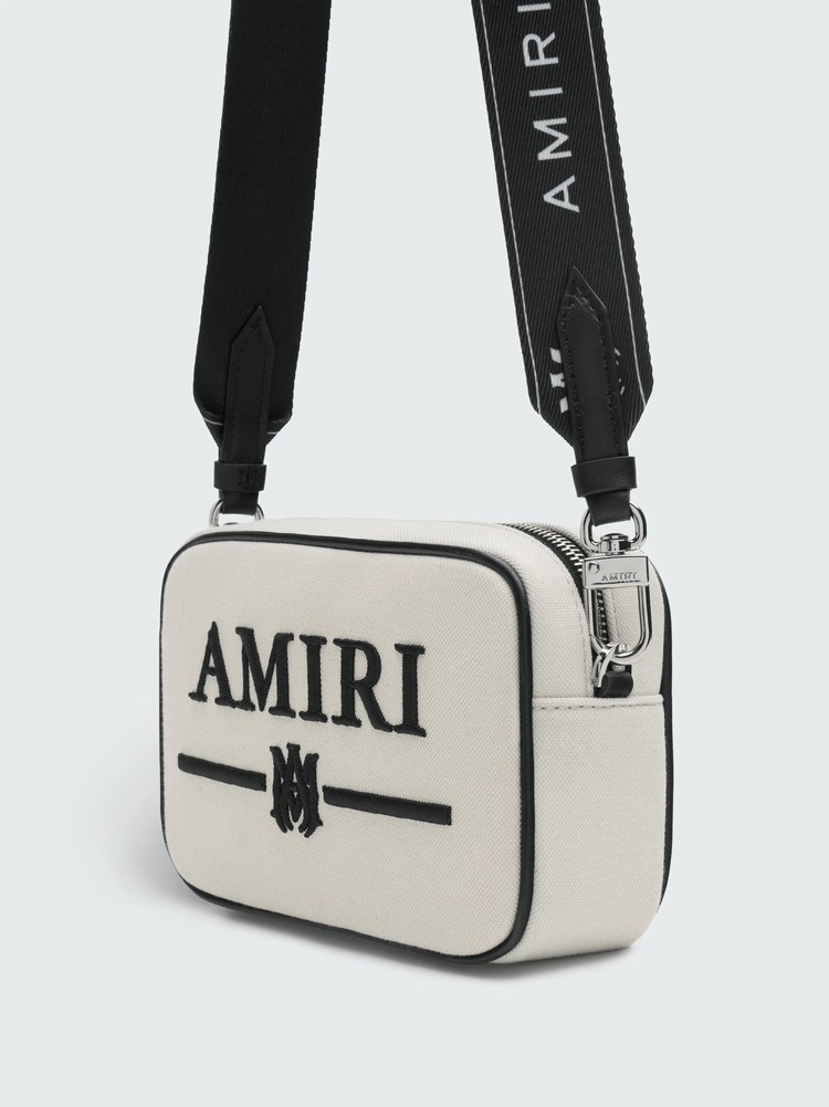 Amiri Canvas Embroidery Camera Case Väska Beige Svarta | 05726-JQLE