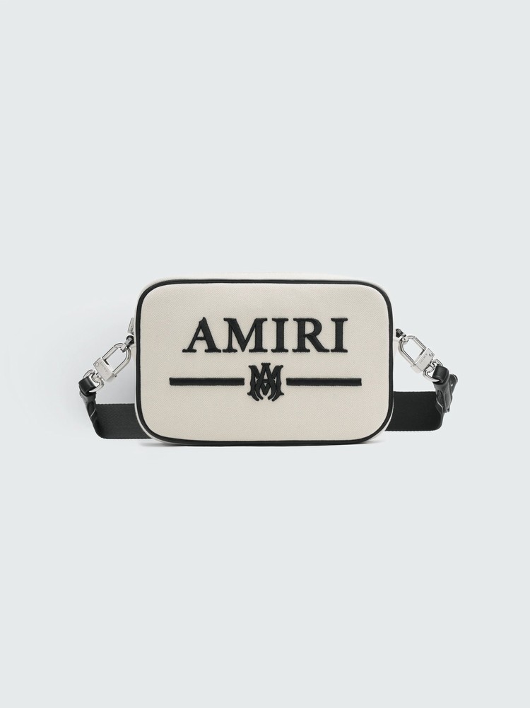 Amiri Canvas Embroidery Camera Case Väska Beige Svarta | 05726-JQLE