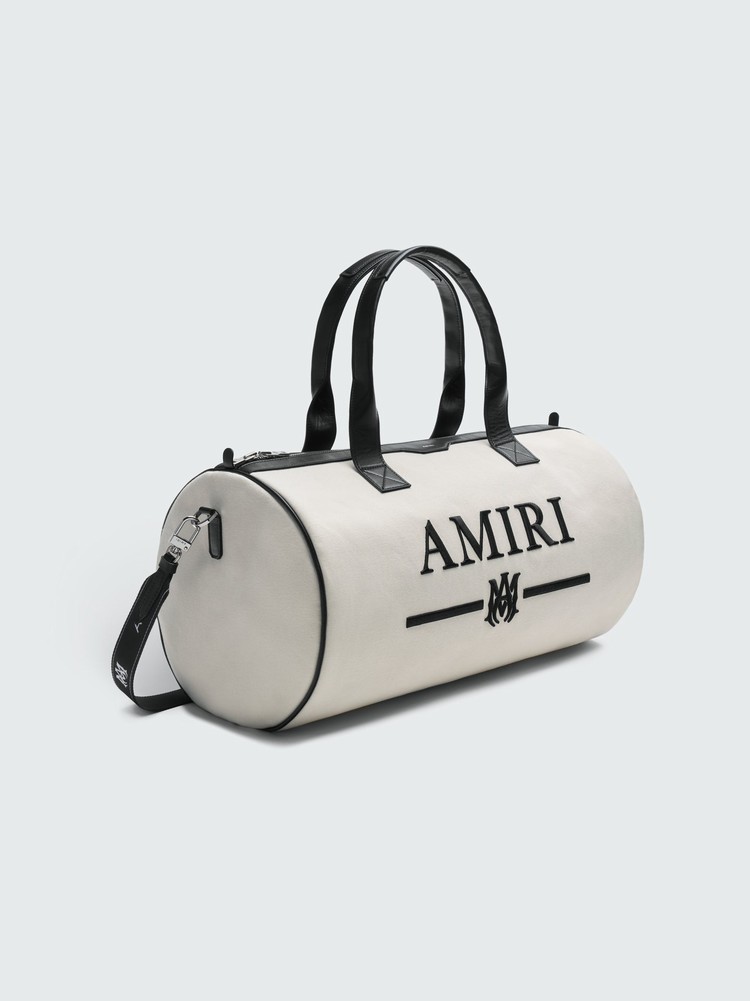 Amiri Canvas Embroidery Duffle Väska Beige Svarta | 28159-GARL