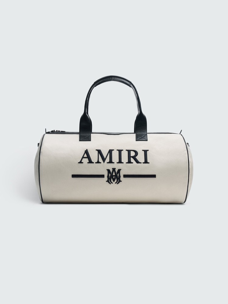 Amiri Canvas Embroidery Duffle Väska Beige Svarta | 28159-GARL