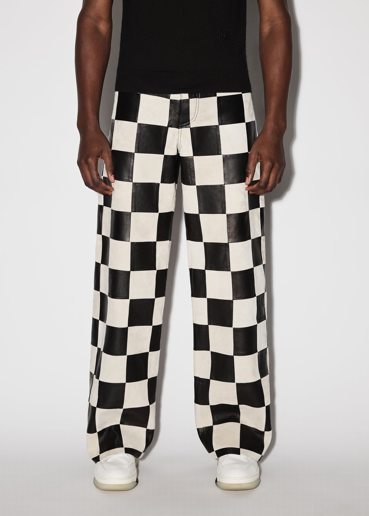 Amiri Checker 5 Pocketgy Läderbyxor Herr Svarta | 32146-WGUX