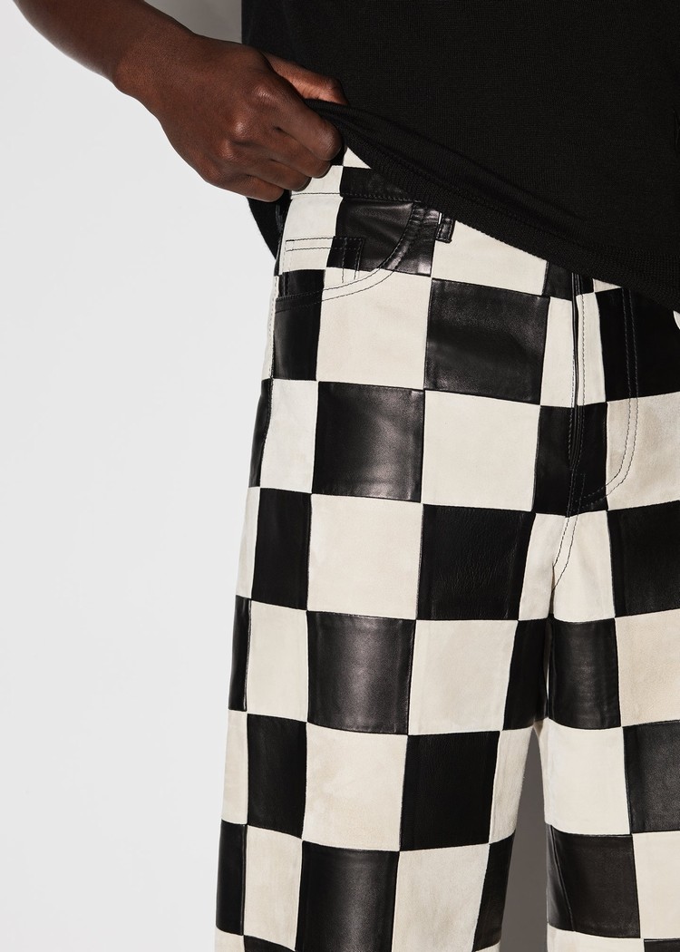 Amiri Checker 5 Pocketgy Läderbyxor Herr Svarta | 32146-WGUX