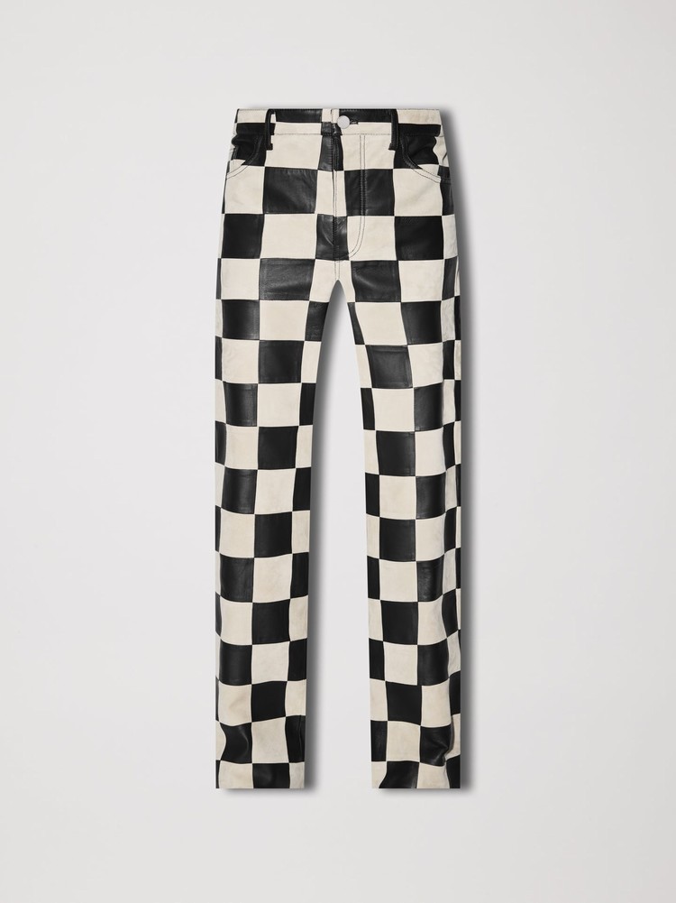 Amiri Checker 5 Pocketgy Läderbyxor Herr Svarta | 32146-WGUX