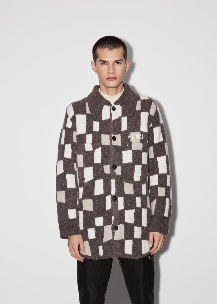 Amiri Checkered Skjorta Herr Bruna | 42978-TRQD