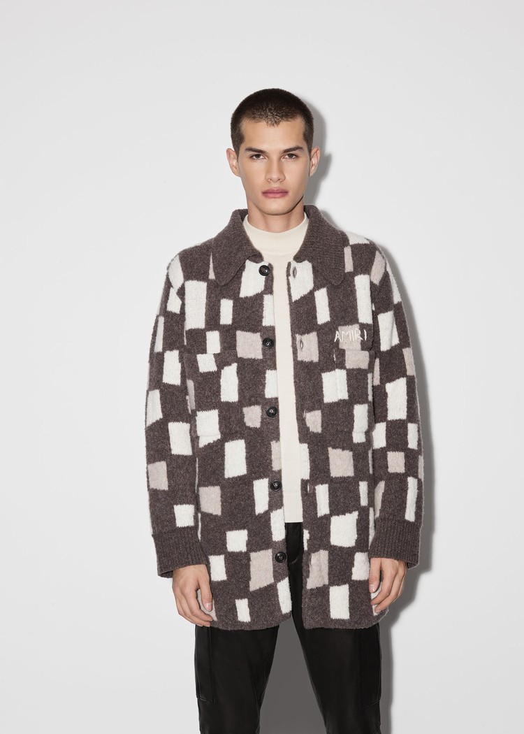 Amiri Checkered Skjorta Herr Bruna | 42978-TRQD