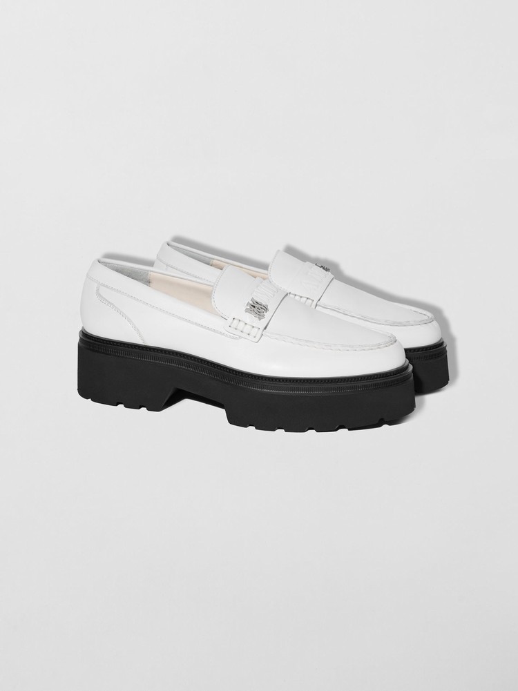 Amiri Combat Läder Loafers Dam Vita | 40267-TVFW