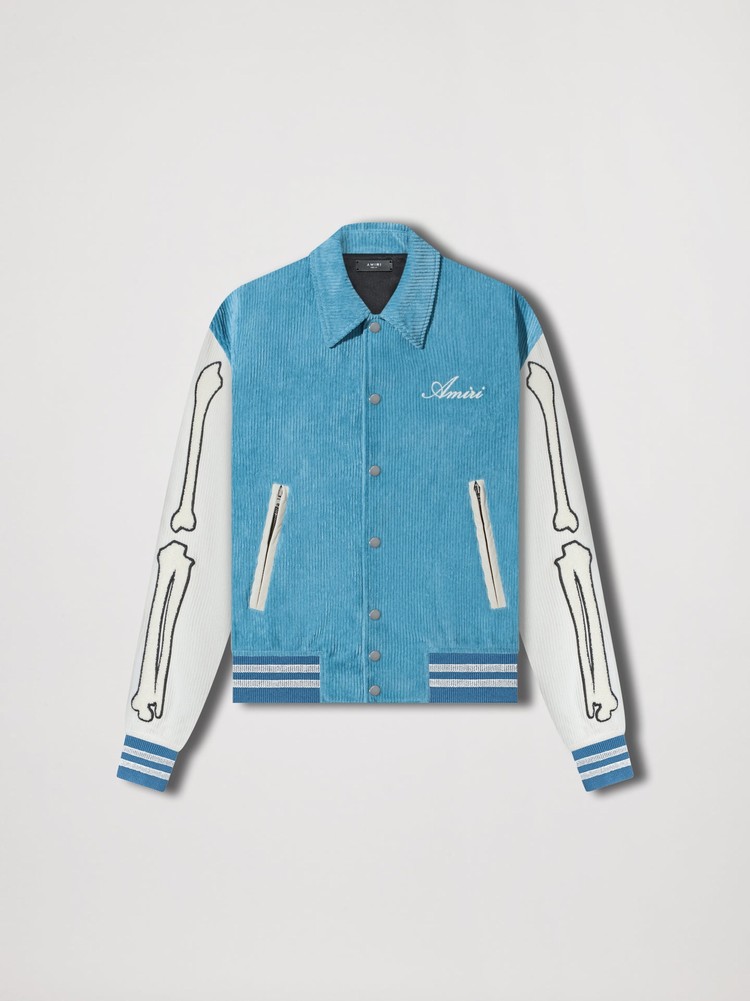 Amiri Corduroy Bones Varsity Jacka Herr Blå | 36459-PROH