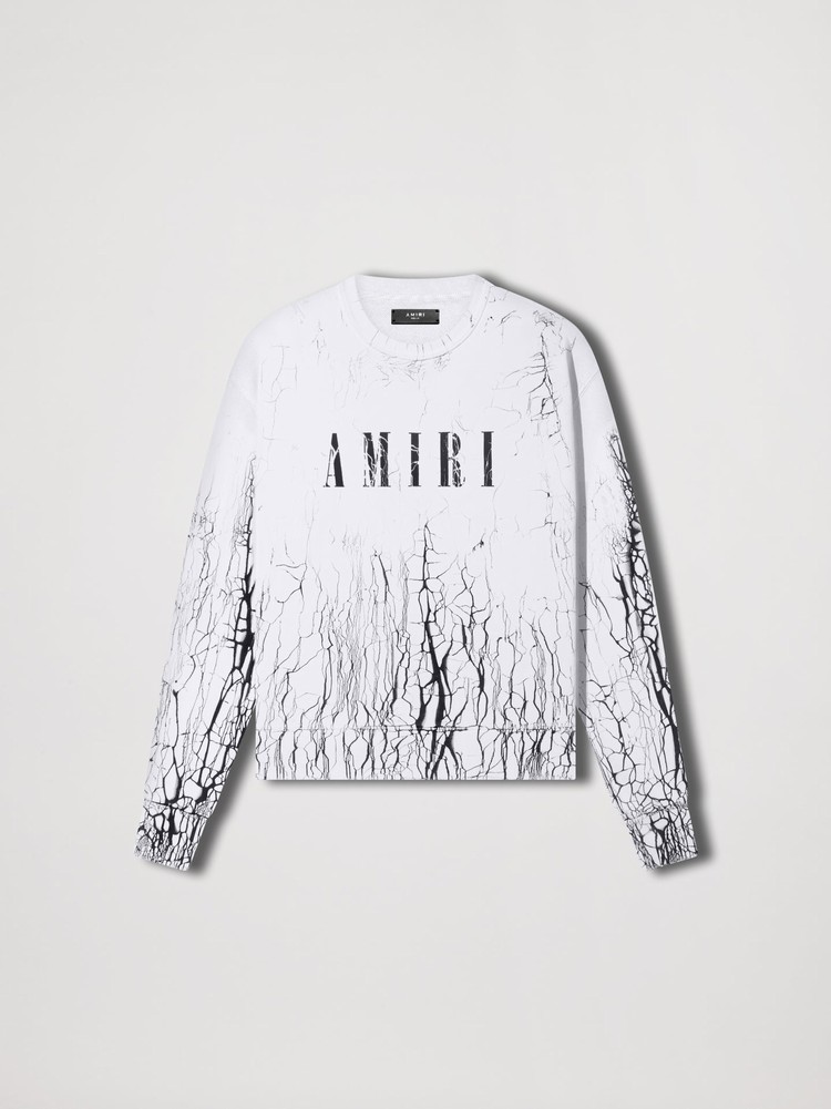 Amiri Cracked Dye Core Logo Crewneck Tröjor Herr Vita | 72095-GFZB