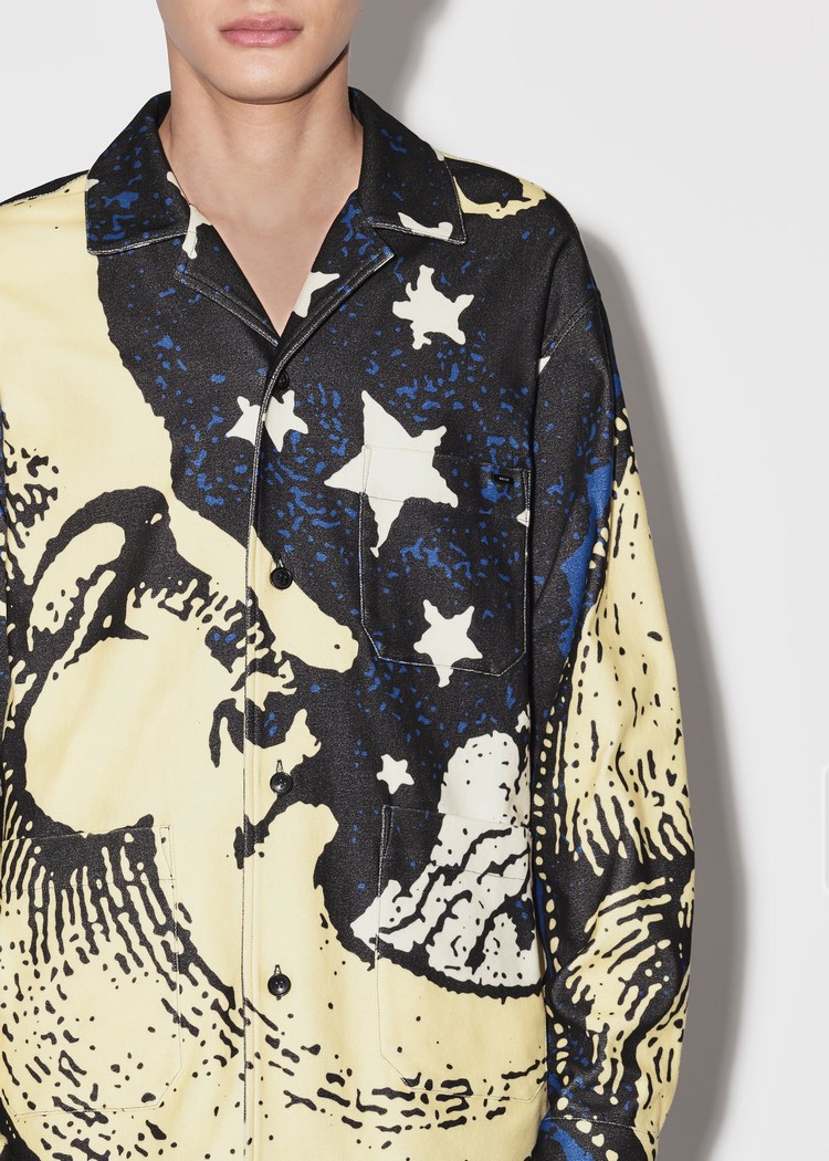 Amiri Crescent Moon Face Long Sleeve Pj Skjorta Herr Olika Färger | 26537-PTNL