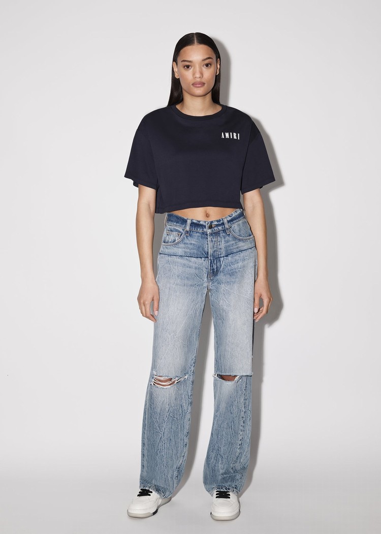 Amiri Cropped T-shirt Dam Marinblå | 39570-RZXL