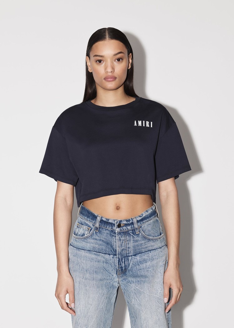 Amiri Cropped T-shirt Dam Marinblå | 39570-RZXL