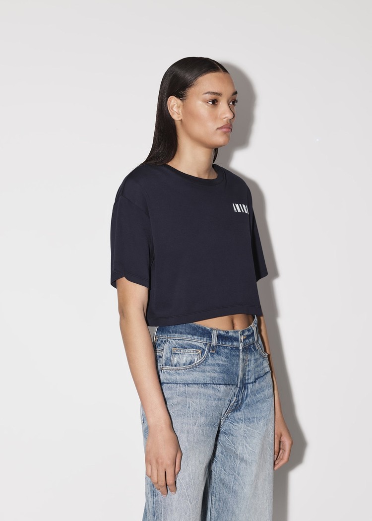 Amiri Cropped T-shirt Dam Marinblå | 39570-RZXL