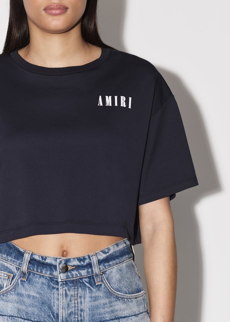 Amiri Cropped T-shirt Dam Marinblå | 39570-RZXL