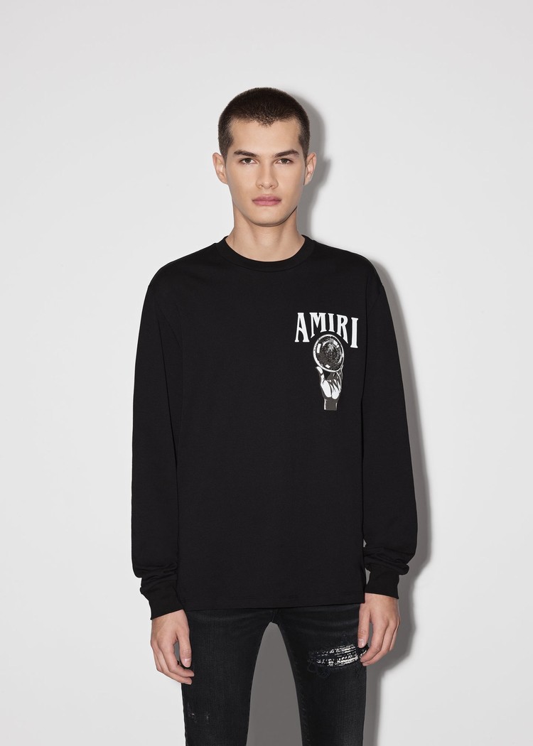 Amiri Crystal Ball Long Sleeve T-shirt Herr Svarta | 32650-YQRE