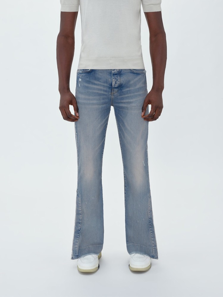 Amiri Crystal Stack Flare Jeans Herr Indigo | 26091-KHZP