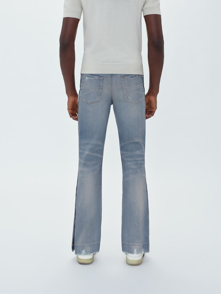 Amiri Crystal Stack Flare Jeans Herr Indigo | 26091-KHZP