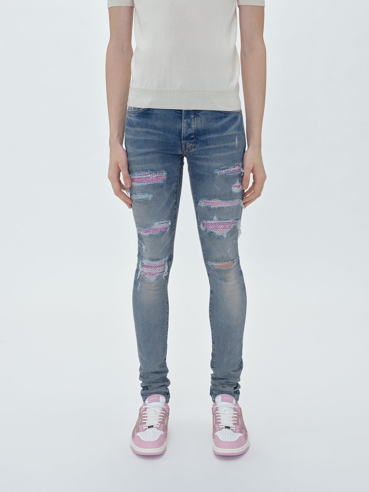 Amiri Crystal Thrasher Jeans Herr Indigo | 14769-PUFQ