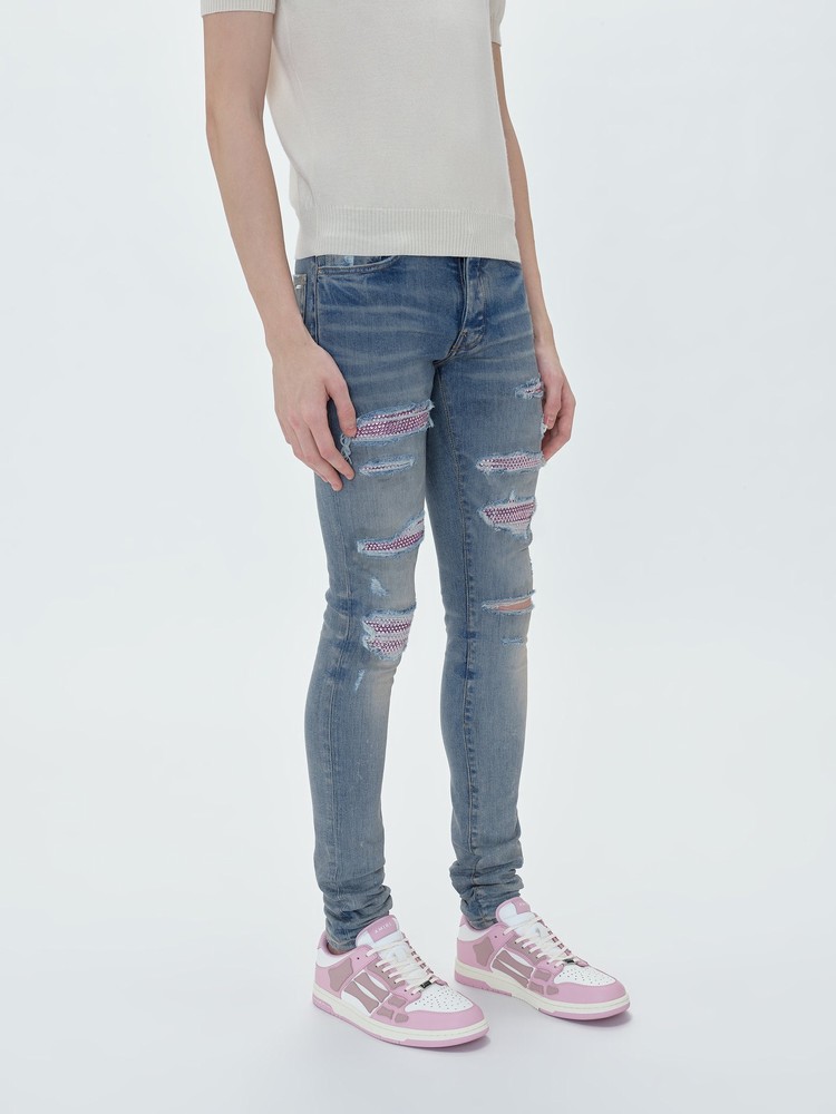 Amiri Crystal Thrasher Jeans Herr Indigo | 14769-PUFQ