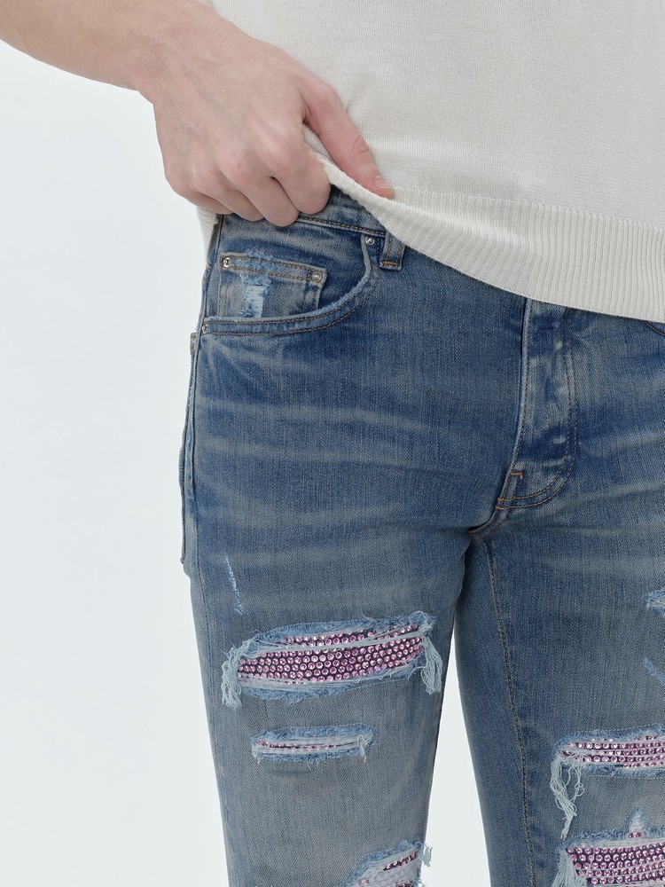 Amiri Crystal Thrasher Jeans Herr Indigo | 14769-PUFQ