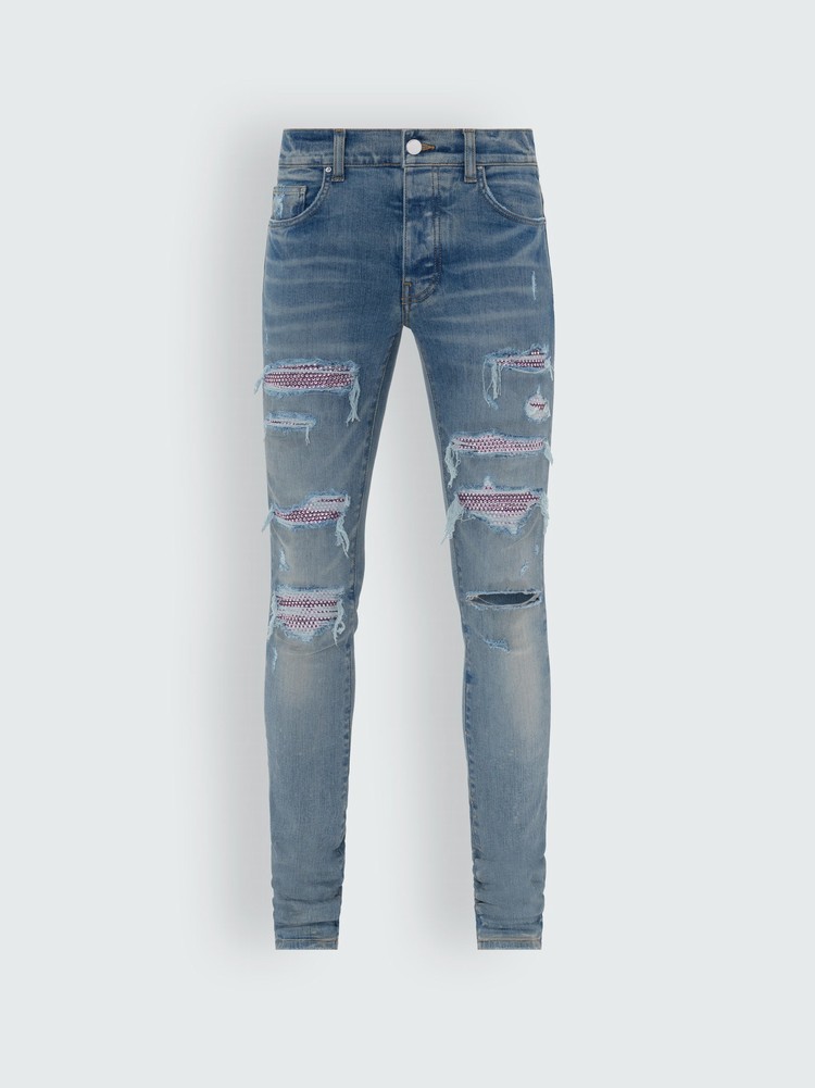 Amiri Crystal Thrasher Jeans Herr Indigo | 14769-PUFQ