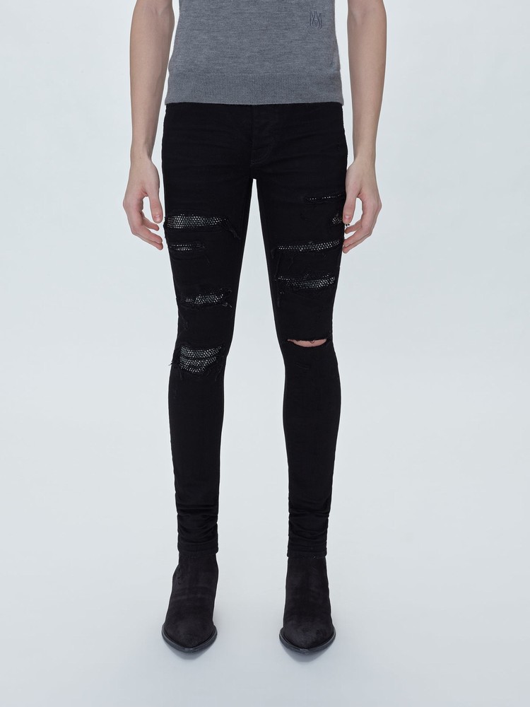 Amiri Crystal Thrasher Jeans Herr Svarta | 40639-VURQ