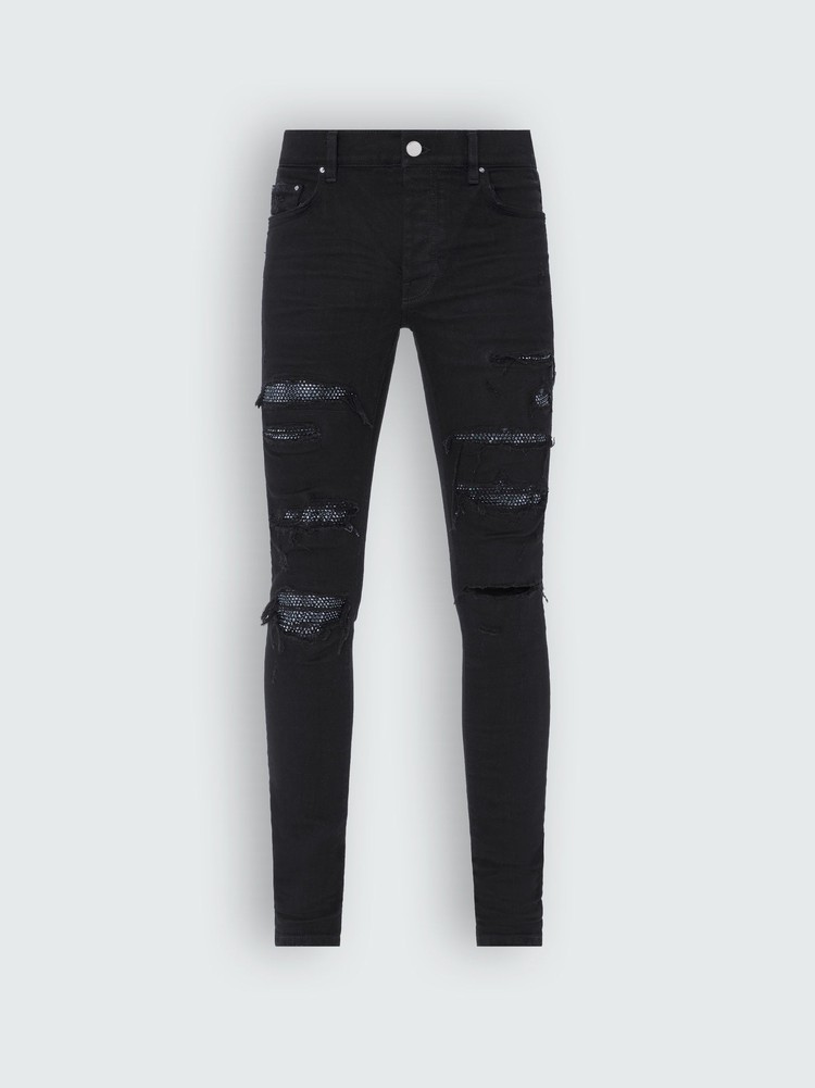 Amiri Crystal Thrasher Jeans Herr Svarta | 40639-VURQ