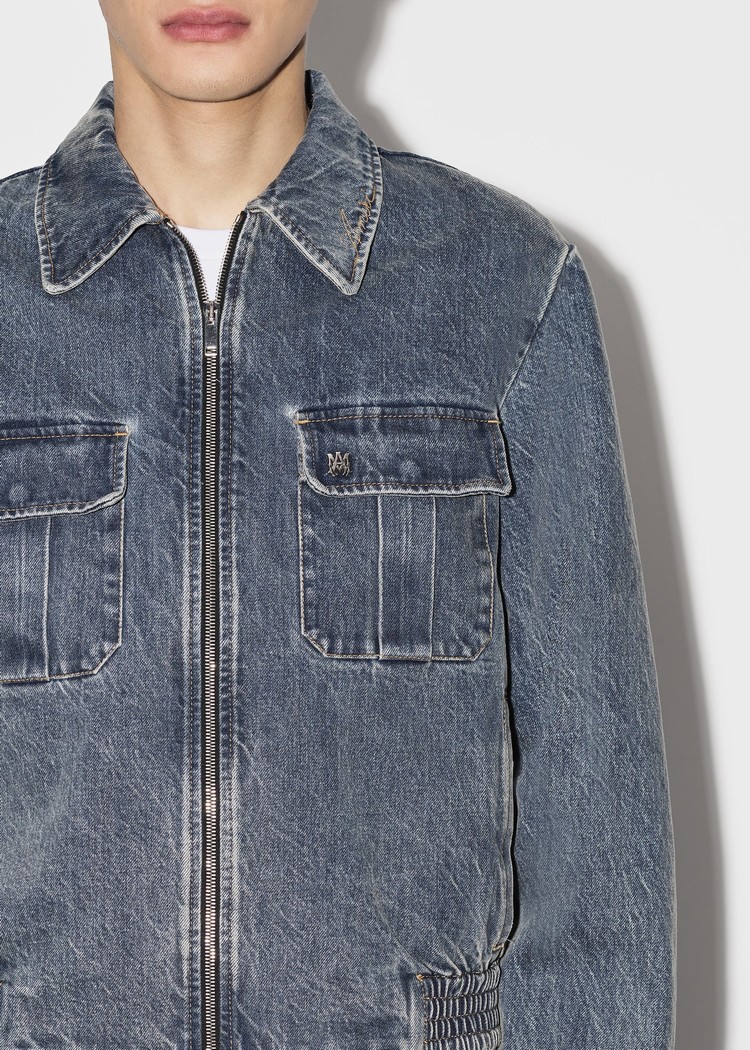 Amiri Denim Blouson Jacka Herr Indigo | 68915-DGRJ