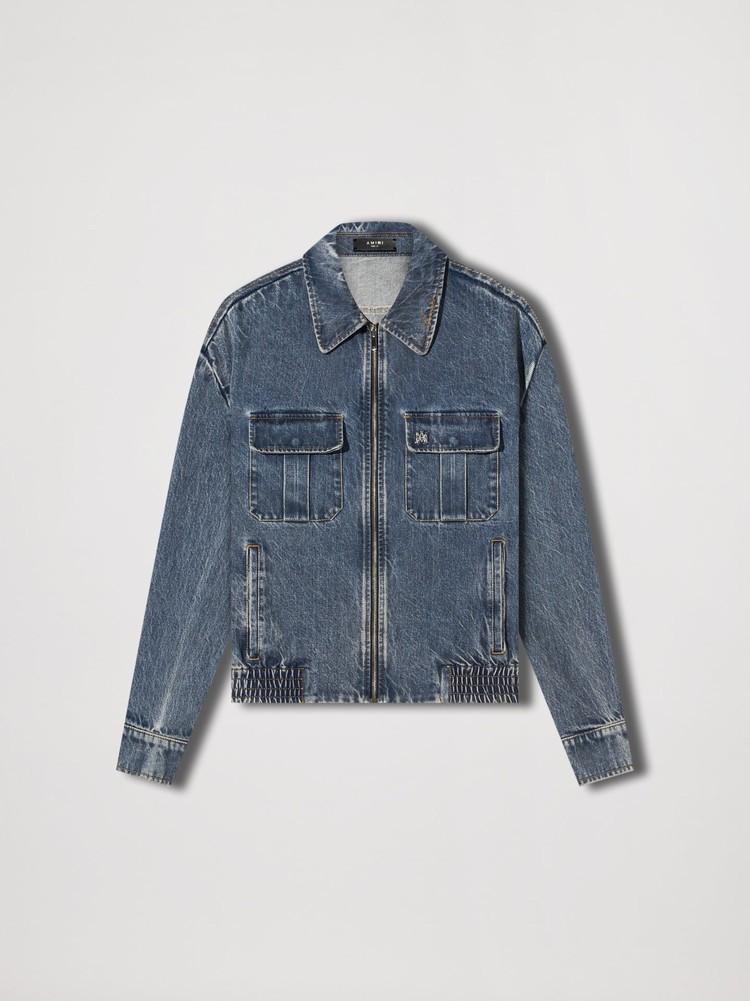 Amiri Denim Blouson Jacka Herr Indigo | 68915-DGRJ