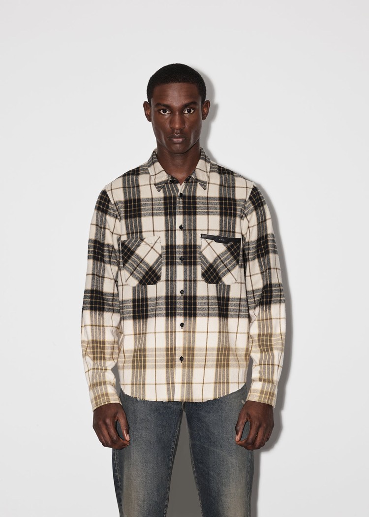 Amiri Dip Dye Plaid Skjorta Herr Bruna | 69182-MBGS