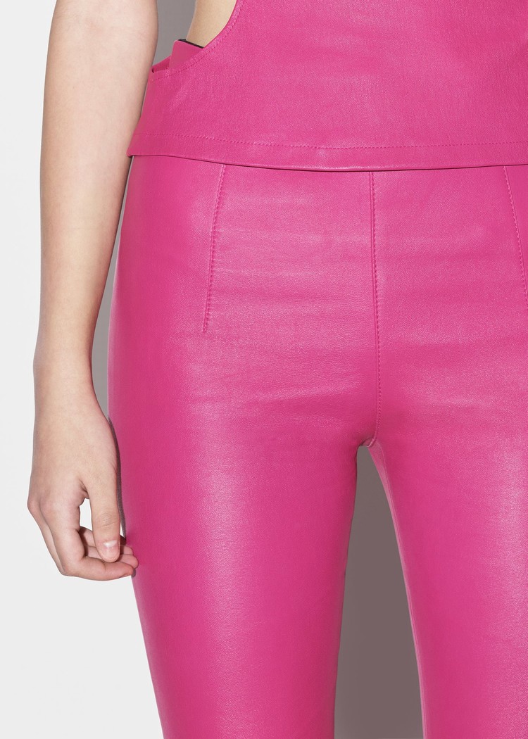 Amiri Flare Legging Läderbyxor Dam Rosa | 82193-FBCG