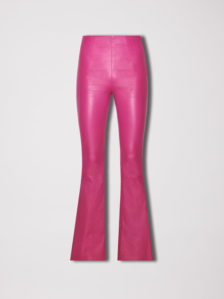 Amiri Flare Legging Läderbyxor Dam Rosa | 82193-FBCG